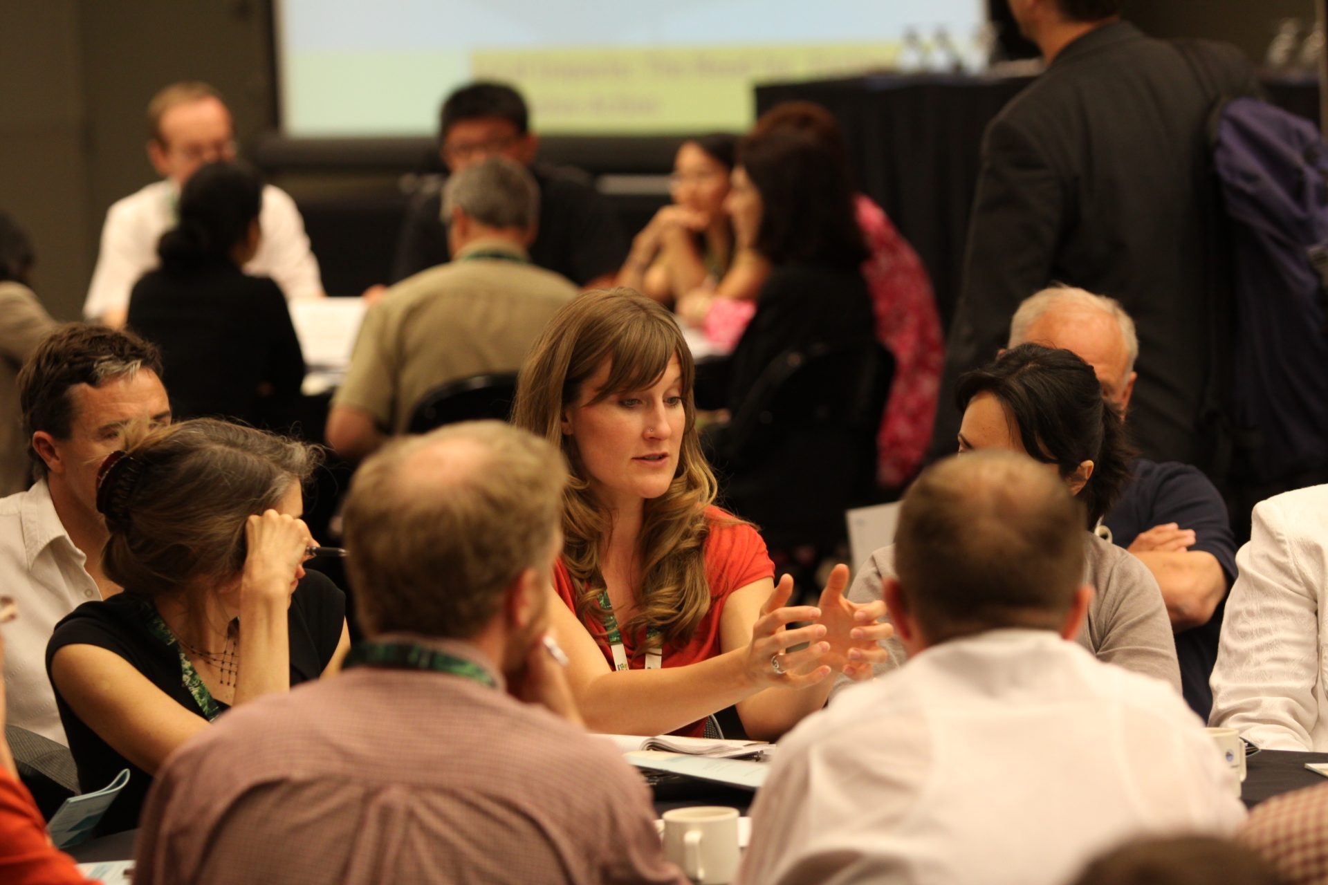 A shot showing the audience, at an ICLEI World Congress, having a wonderful discussion.